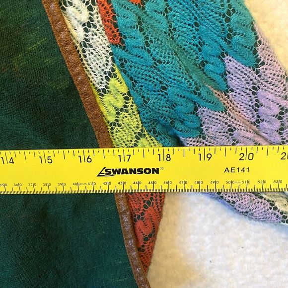 Double Zero Large Jacket Green Weave Multicolor‎ Open Knit Cardigan - Picture 8 of 8